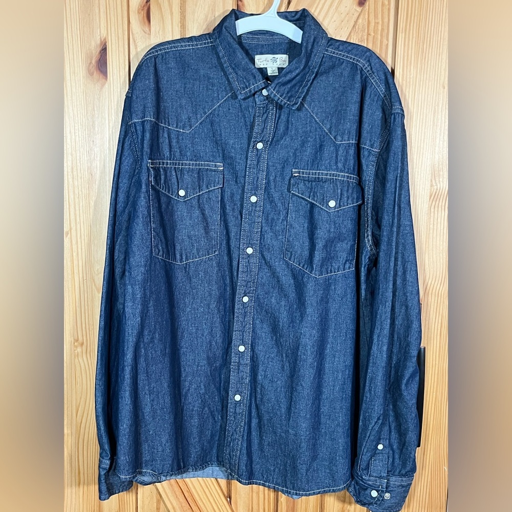 Turtle Bay New York Women's Denim Button Down Shirt Size Large